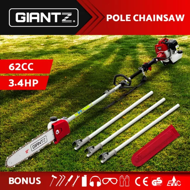 Giantz 62CC Pole Chainsaw Petrol Chain Saw Brush Cutter Brushcutter Tree