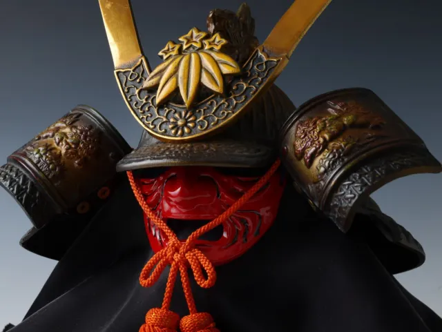 Japanese Vintage Middle Samurai Helmet -Yoshitsune Kabuto- with a mask Tsushima