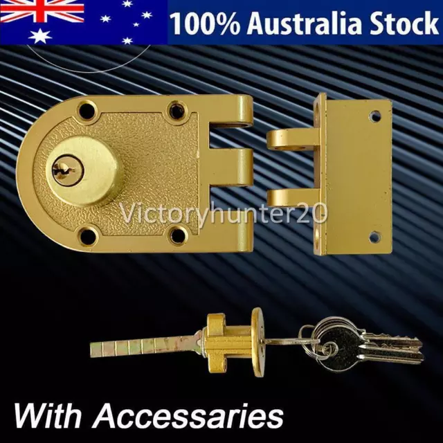 Gold Door Lock Dead-lock Kit Double Cylinder With 3 Keys Anti Jimmy Lock AU
