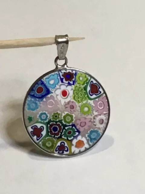 ANTICA MURRINA VENEZIANA Sterling Italian Millefiori Art Glass Pendant AMV