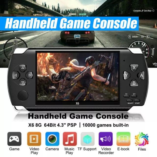 X6 PSP Game Console 4.3'' Handheld Gamepad 8GB Portable Game Player 10000 Games