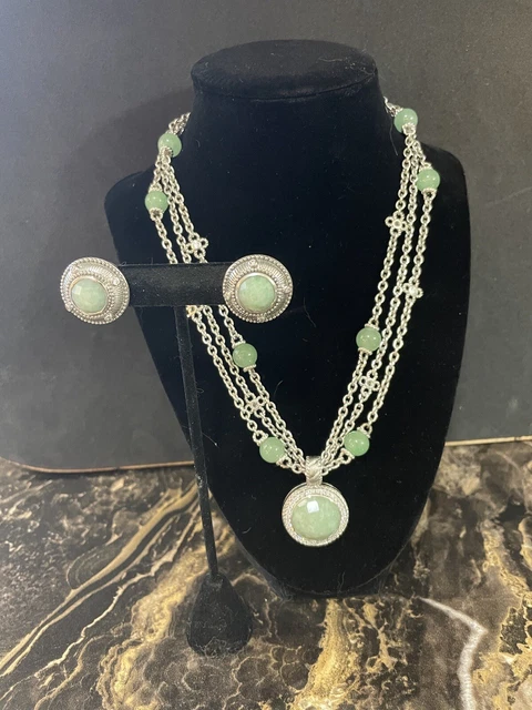 Judith Ripka 925 SS Jade & Cz Omega Back Earrings (Necklace/Pendant Separate) Judith Ripka 925 SS Jade & Cz Omega Back Earrings (Necklace/Pendant Separate)