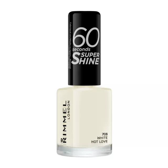 Rimmel London 60 Seconds Super Shine Nail Polish, 703 White Hot Love, 8 ml