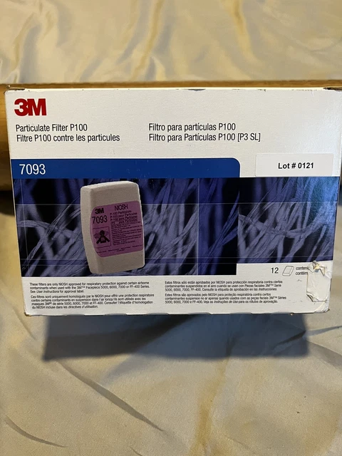 NUEVA caja de 12 3M 7093 P100 cartuchos de filtro de partículas NIOSH 99,7%