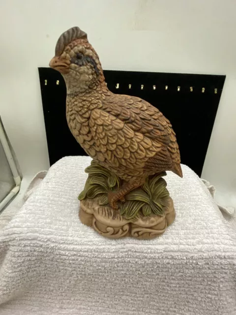 Vintage Ceramic Quail Figurine - Hand Painted 8” Tall