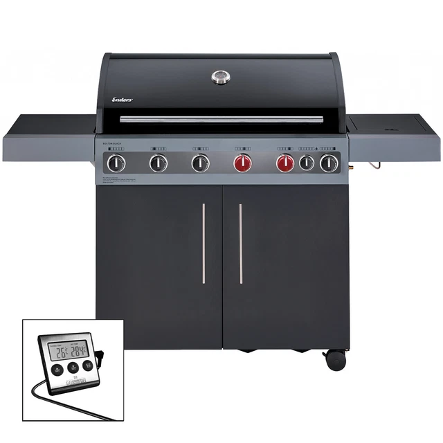 Gasgrill Enders Boston Black 6 KR Turbo BBQ Gas Grill inkl. Fleischthermometer