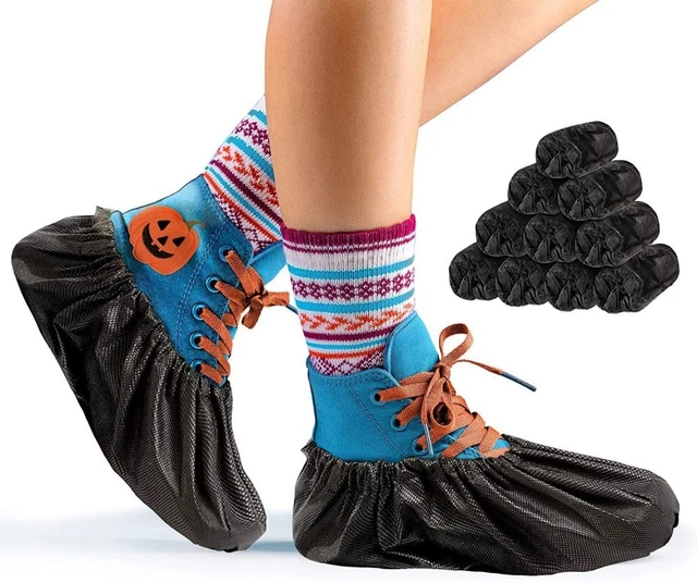 AMZ Medical Supply Black Polypropylene Shoe Covers 16"x6" for Indoors. Pack of