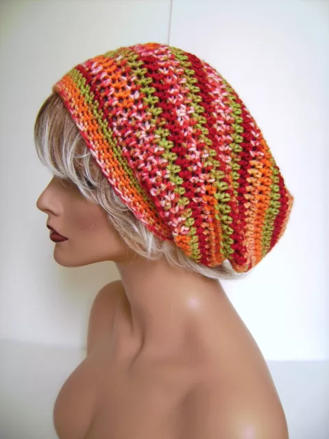 Orange Mult Color Baggie Baggy Slouchy Beanie Hat Beret Tam Cap Rasta