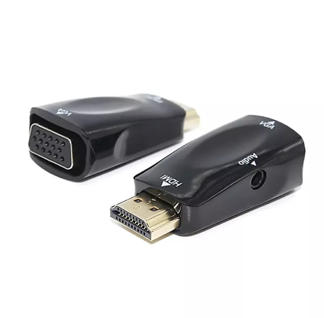 HDMI TO VGA Converter Adapter 1080P With Audio Cable For Laptop PC HDTV XBOX PS3 3
