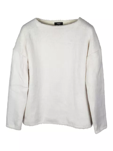 Theory Faux Fur Ivory Pullover