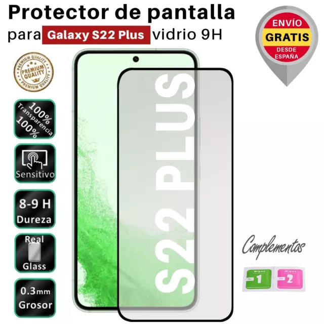 Set Protector de Pantalla para Samsung S22 PLUS NEGRO cristal templado 3D Comple