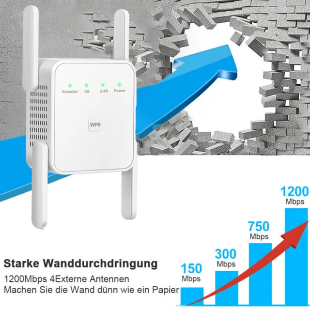 Mueuton 1200Mbps WiFi Ripetitore Wireless Dual Band 5GHz 2.4GHz Amplificatore Segnale, Extender Access Point Con AP/Repeater/Router Modalità Ethernet Porta WPS 4 Antenne - Foto 4
