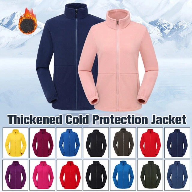 Mens Women Winter Fleece Jacket Plain Full Zip Up Outdoor Warm Polar Coat Soft