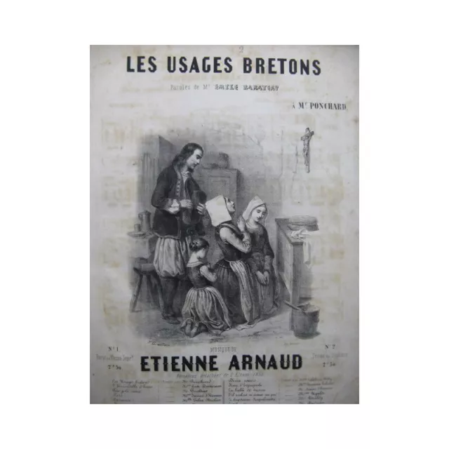 ARNAUD Etienne Les Usages Bretons Chant Piano ca1850