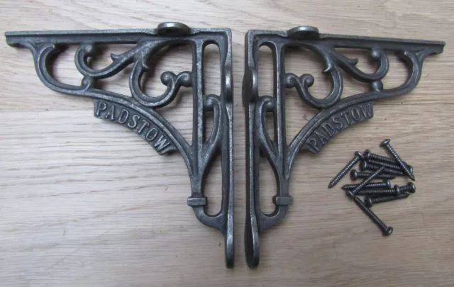 6" PAIR OF PADSTOW cast iron ornate shelf support wall brackets
