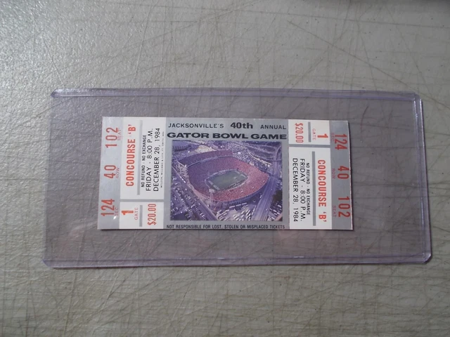 December 28, 1984 Gator Bowl Football Ticket  South Carolina Vs Oklahoma State