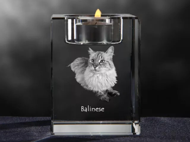 Balinesenkatze, Kristall-Kerzenleuchter Avec Chat, Crystal Animals