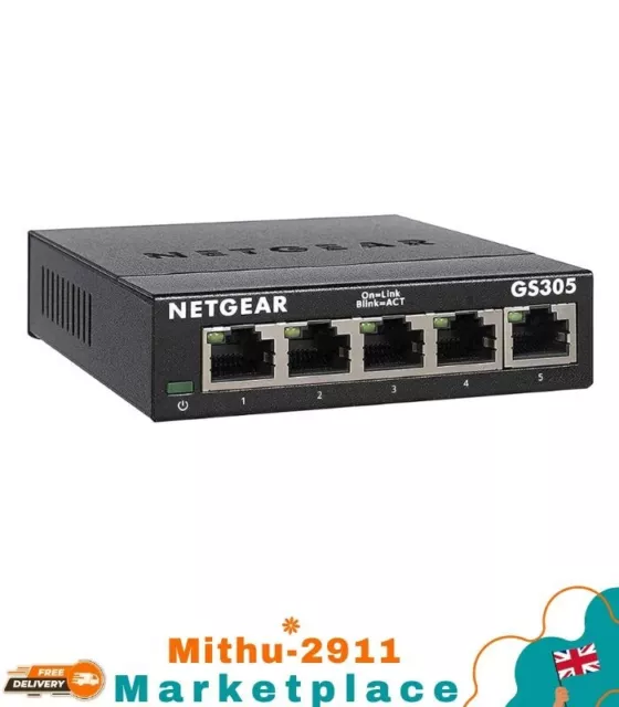 NETGEAR 5 Port Gigabit Ethernet Network Switch Hub LAN Network Internet Splitt