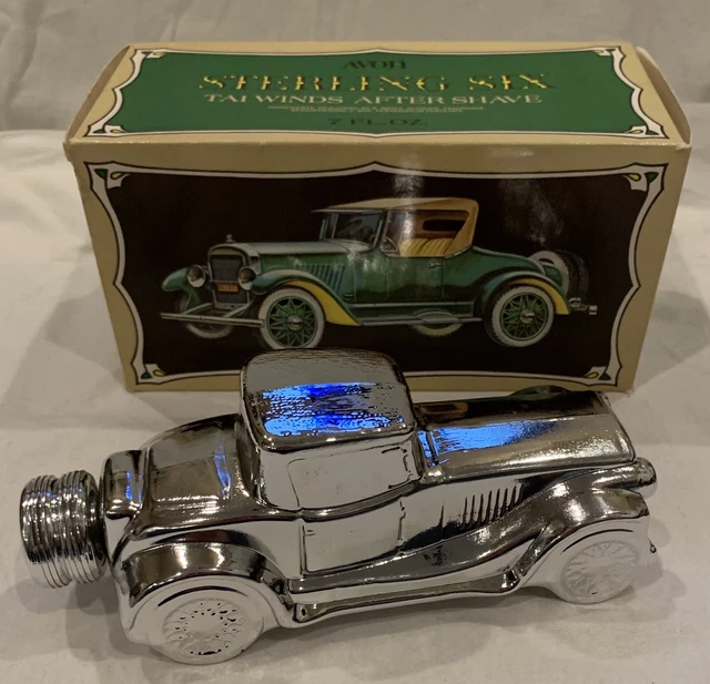 Vintage Avon Sterling Six Car Decanter Tai Winds After Shave W/ Box. NIB NOS