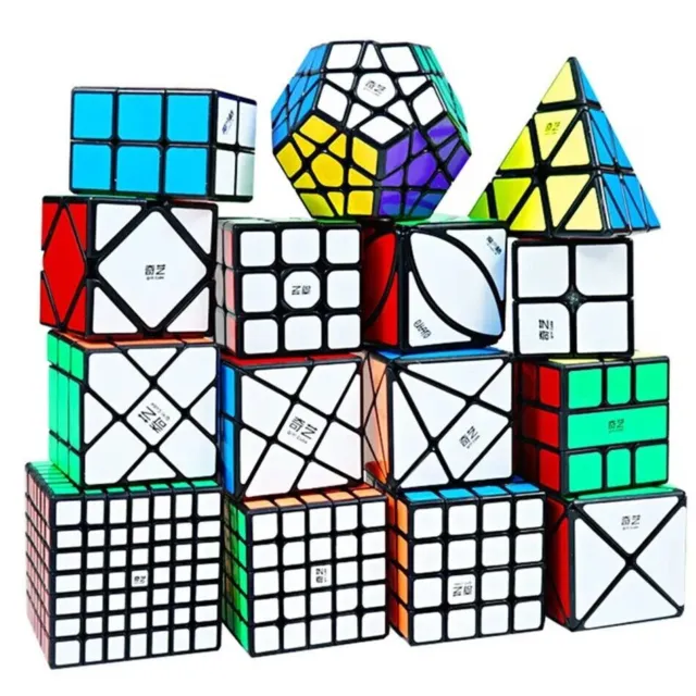 QIYI Speed Magic Cube 3x3x3 4x4x4 5x5x5 Puzzle Schwarz Aufkleber Zauberwürfel