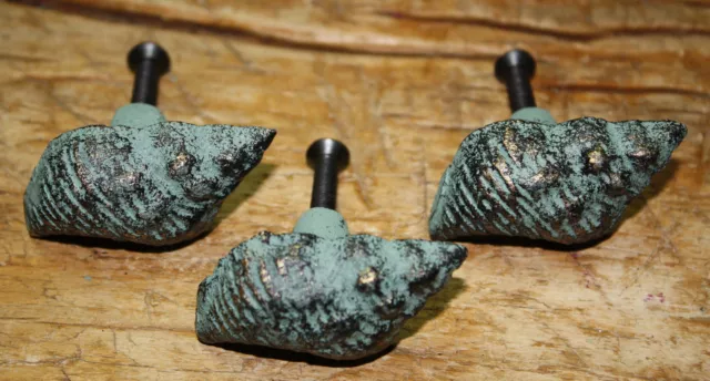 12 Cast Iron NAUTICAL Sea Shell Style Drawer Pull Barn Handle Door Handles Beach