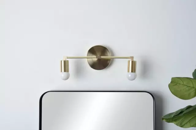 Bathroom Vanity light Wall Sconce Raw Brass Mid Century Modern Industrial light