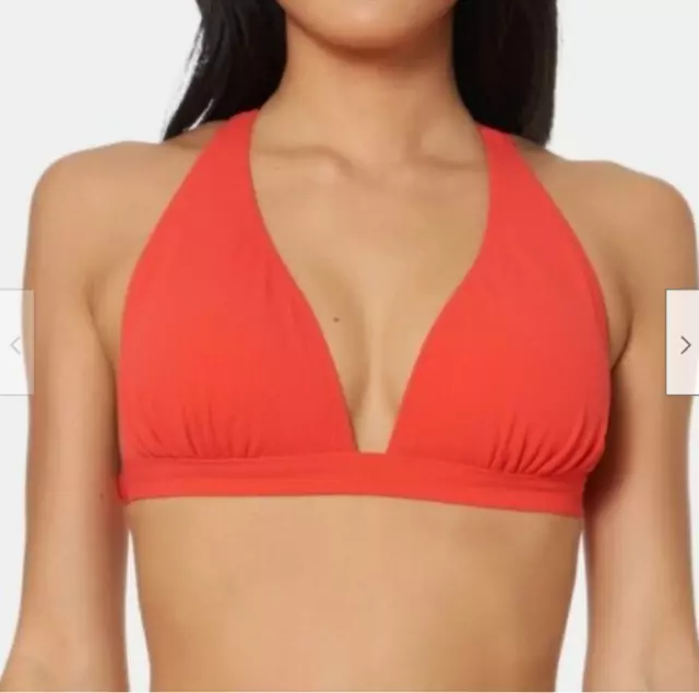 Jessica Simpson Women Solid Crossed Strap Triangle Bikini Top Red Size L 5329