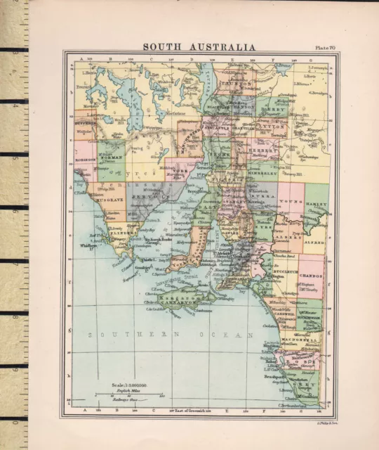 c1880 VICTORIAN MAP ~ AUSTRALIA ~ SOUTH