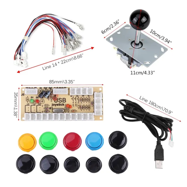 Arcade Game DIY Kits Parts Zero Delay Buttons+Joystick+USB Encoder for MAME PC