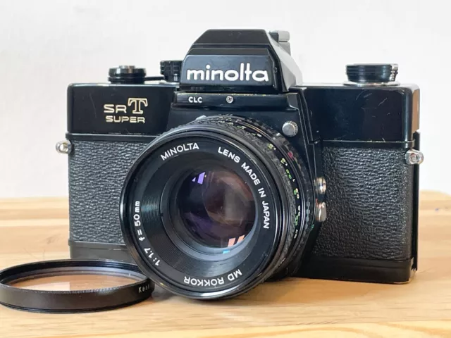 EXC Minolta SRT Super black body + Rokkor 50mm f1.7 lens FREE SHPNG WORLDWDE 101