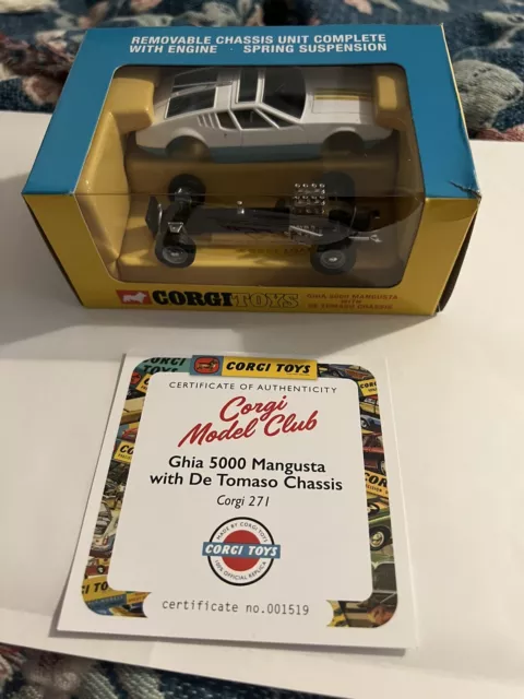 Corgi Toys Model Club 271 Ghia 5000 Mangusta with De Tomaso Chassis - BNIB COA