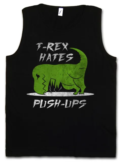 T-Rex Hates Push-Up Uomo Tank Top Tyrannosaurus T-Rex Fun braccia corte piccole