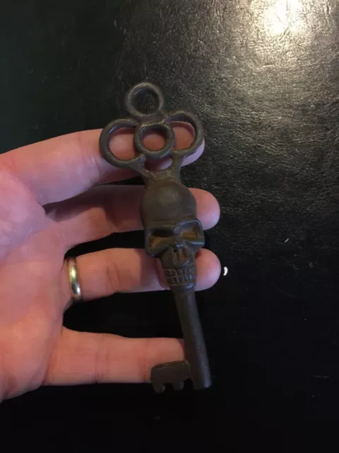 Victorian Skull Key Cast Iron Patina Rustic Castle Skeleton Robin Hood Man Cave
