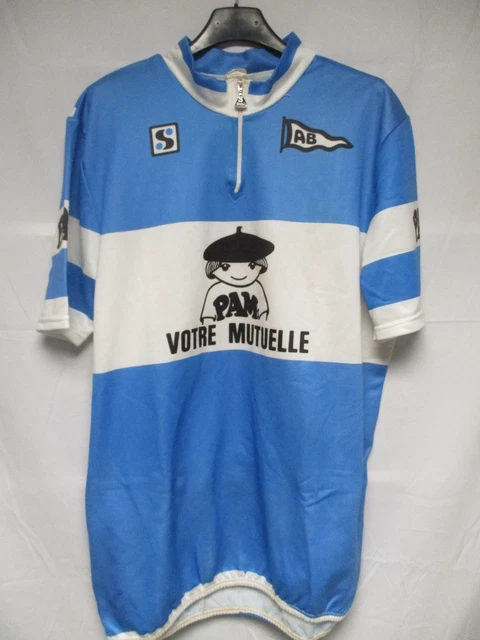 Maillot cycliste rétro à manches courtes BIC rouge-blanc-bleu