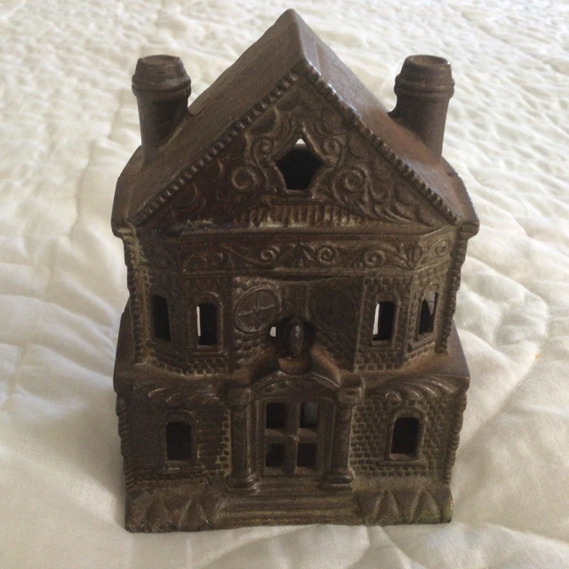 Rare JE Stevens Cast Iron Victorian House Coin Bank