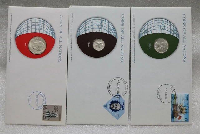 Coins Of All Nations Bermuda + Tonga + Haiti B38 #34