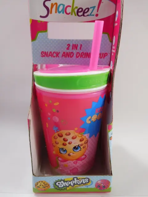 Copa de bocadillos y bebidas Shopkins en una galleta rosa KOKY ideal para viajar