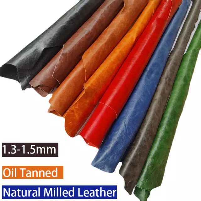 Milled Oil Tanned Italian Genuine Leather Cowhide Craft Piece 1.3-1.5mm