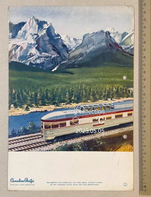 old Canadian Pacific Dining Car Service menu card Printed in Canada Scenic Dome