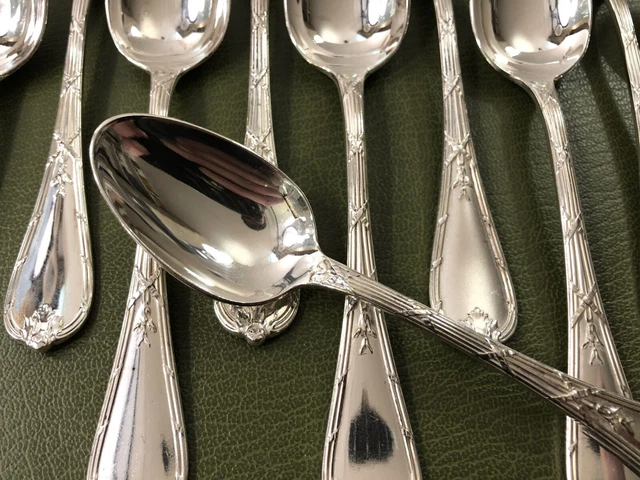 Cuillère à Café Christofle Rubans 13,5 Cm - Métal Argenté, Bel état, Arts De La Table Vintage