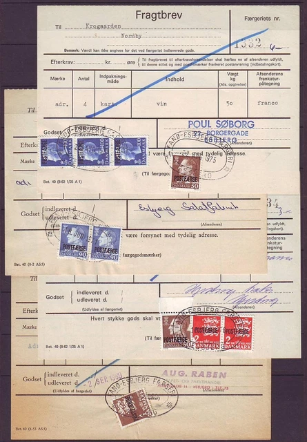 n9708/ Denmark (10 stk) Postal Ship-Ferry Parcel Card Covers 1960-1976