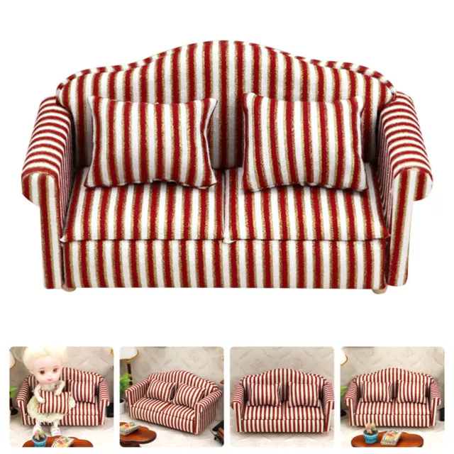 Miniture House Furniture Kids Sofa Couch Double Miniatures Decorate