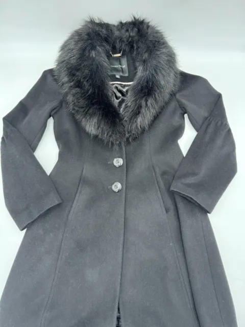 NWOT Ivanka Trump Single Breated Wool Coat Womens Sz 6 Detachable Satin Collar