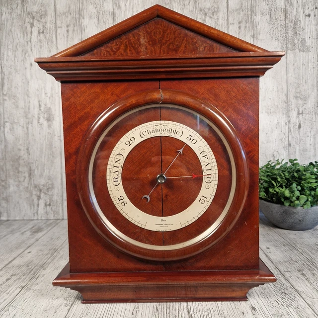 Large Burr Walnut Art Deco Wall Aneroid Barometer By Short & Mason London Tycos