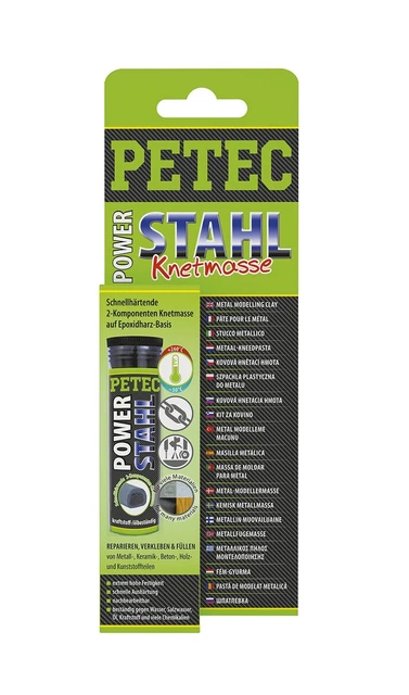 (219,80€/1L) Petec Power Stahl-Knetmasse 50g #97450 schnellhärtend