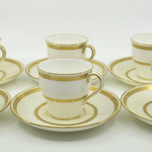 G8338 by MINTON for TIFFANY Gold Encrusted 6 Demitasse Cups & Saucers Set FLAWS 3