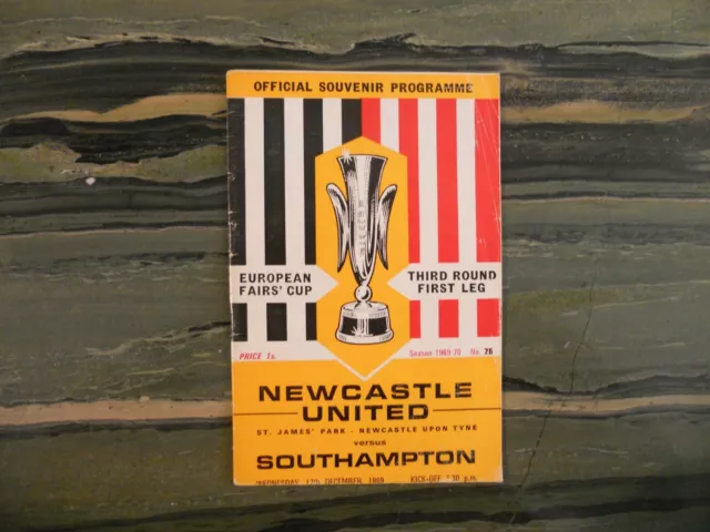 Newcastle United v Southampton, UEFA Cup 3rd Rnd 1969.