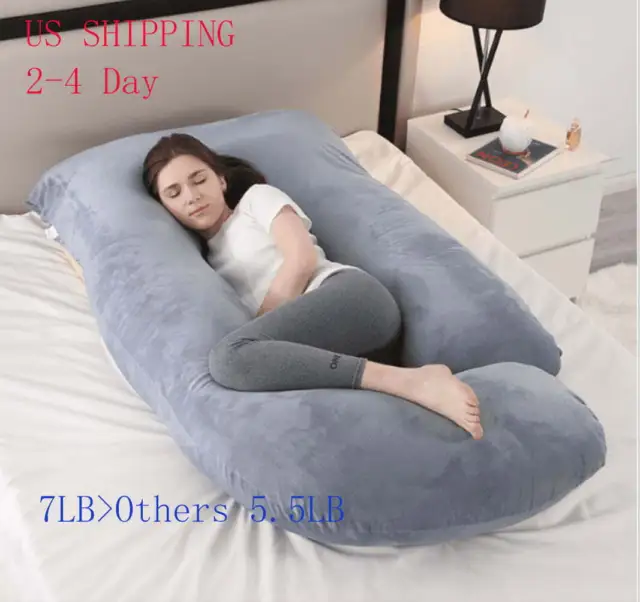 7LB Pregnancy Pillows Chirstmas Gift U-Shape Full Body Pillow Cooling Dark Grey