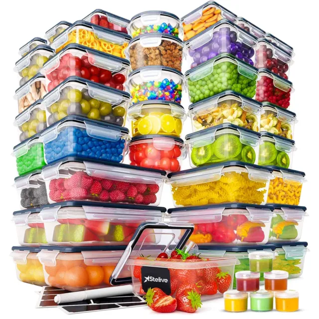 Stelive 56 PCs Clear Food Storage Container Set Leak Proof Lunch Boxes BPA-Free