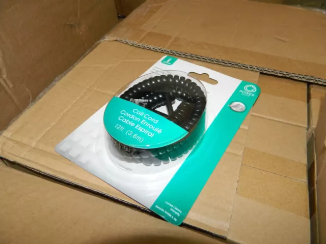 (Lot of 72) Power Gear 12 Foot Black Phone Coil Cord NEW